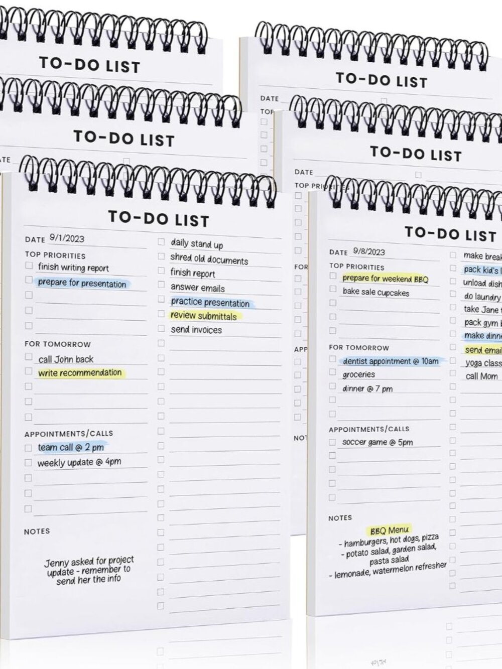 To Do List Notepad 6 Pack: Has Multiple Functional Sections, Daily Planner